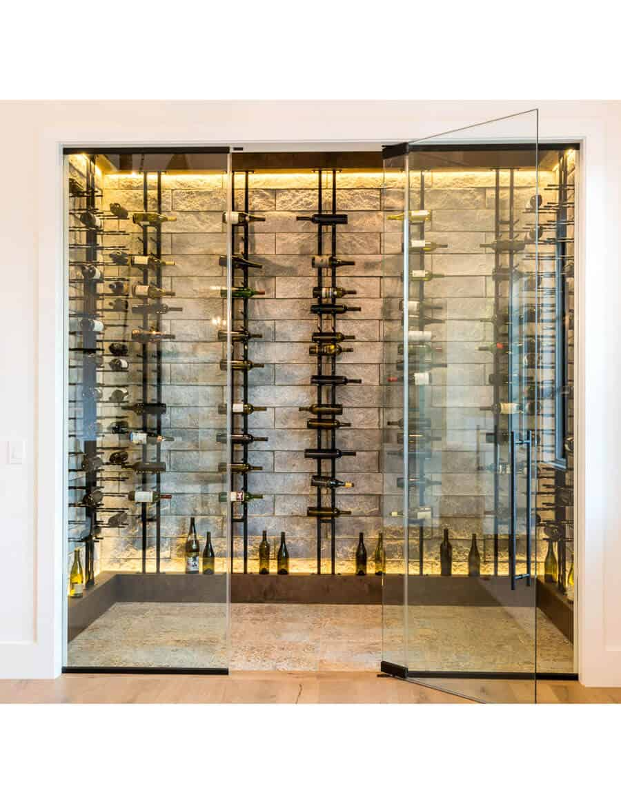 Floor-To-Ceiling Mounted Wine Rack Display — 1-Sided (63 Bottles)