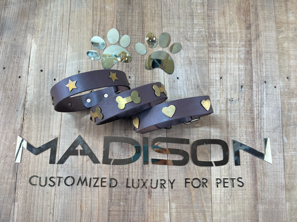 Madison Genuine Leather Personalized Pet Collar (Set of 3)