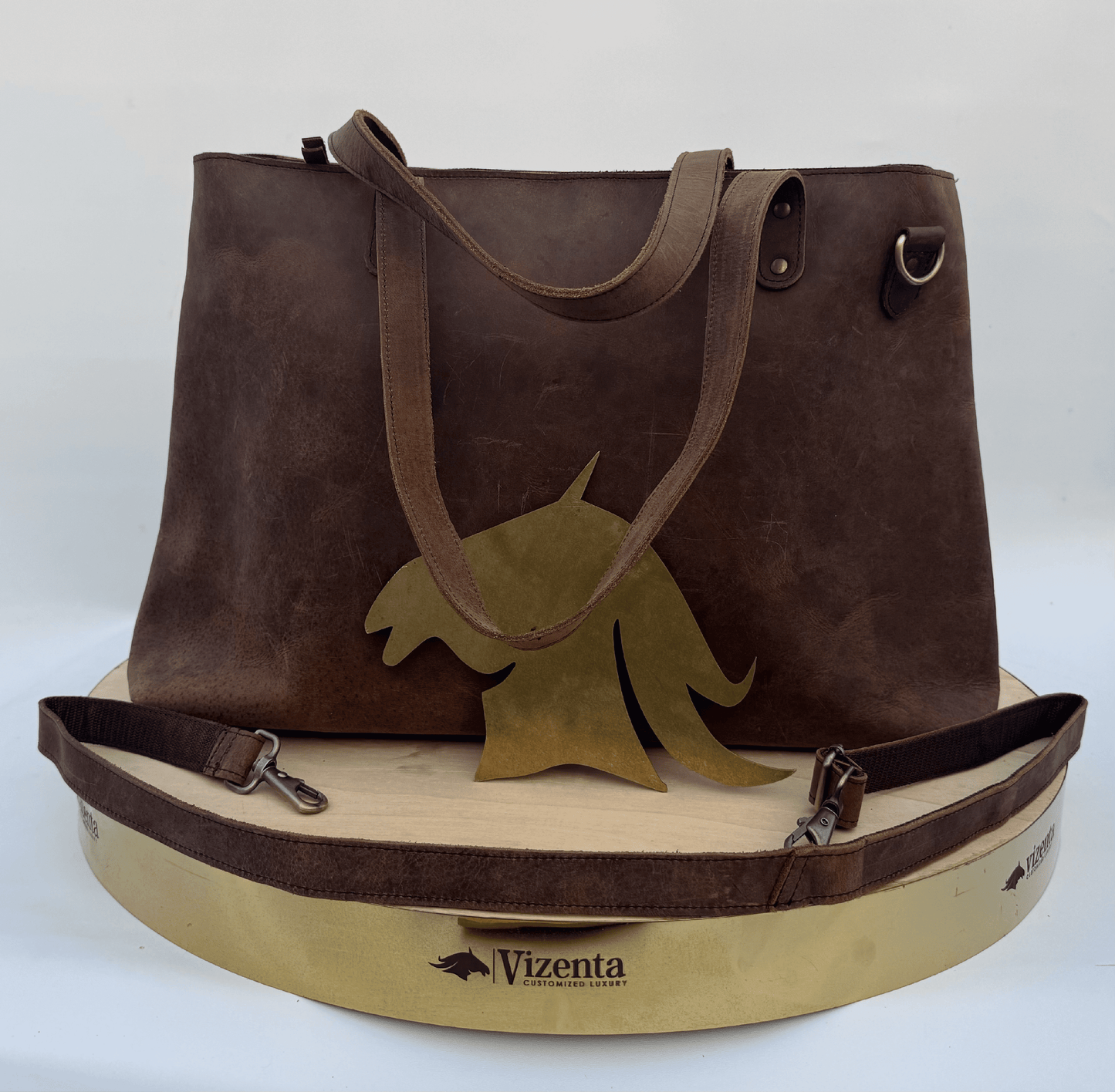 Vizenta Genuine Leather Tote Bags for Women, Hand Made, Crazy Horse Leather, Designer Bag, Shoulder Handbag With Adjustable Handles