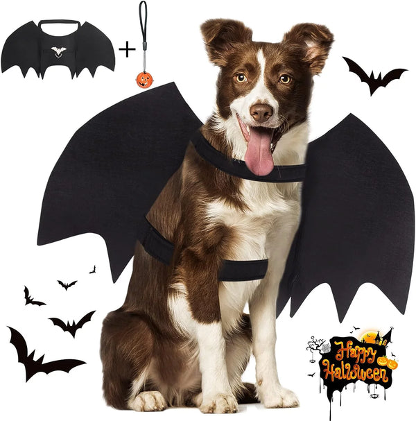 Bat Wings for Dog, Adjustable Halloween Pet Bat Costume with Bell for Medium Large Dogs Party Decoration and Cosplay