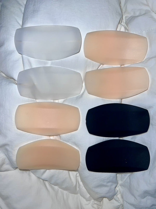 4 Pairs Non-Slip Silicone Bra Strap Holder Shoulder Pads Ease Shoulder Discomfort and stop Bra Straps from slipping (2 Pairs Nude+1 Pairs Clear+ 1 Black)